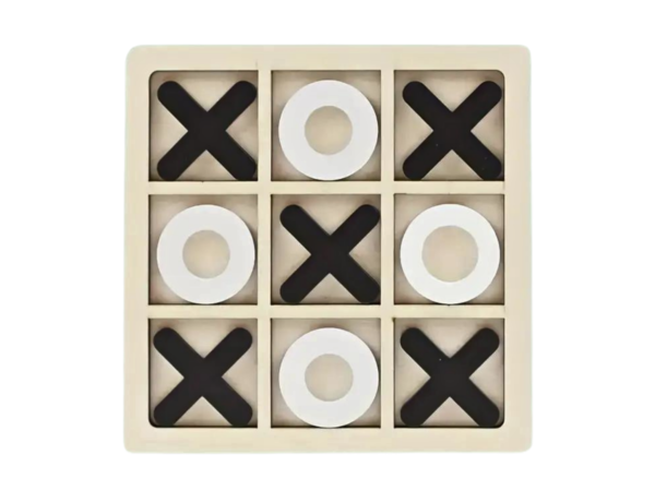 Black Wooden Noughts & Crosses, Tic Tac Toe, 3 In a Row Family Game Set - Image 2