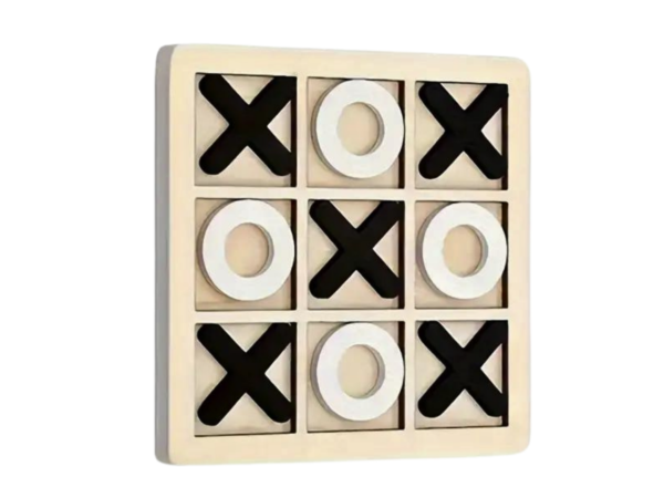 Black Wooden Noughts & Crosses, Tic Tac Toe, 3 In a Row Family Game Set