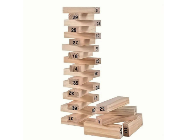 Tumbling Tower Wooden Blocks Family Game 7.1 Inches - Image 2