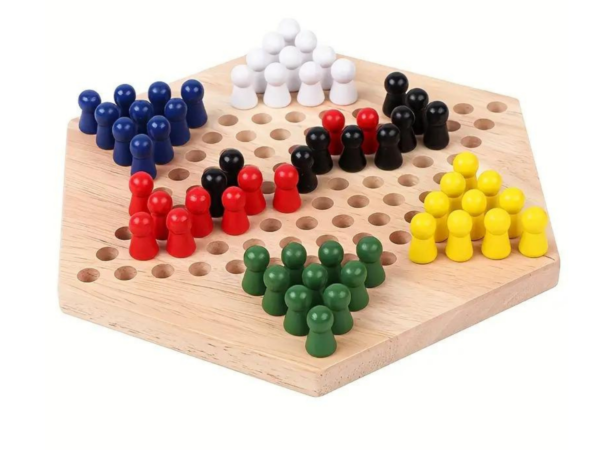 Chinese Checkers Wooden Board Family Game 6 player 9 Inch - Image 2