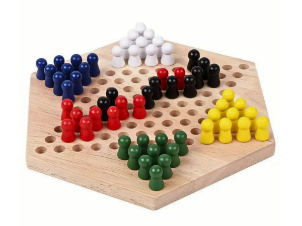 Chinese Checkers Wooden Board Family Game 6 player 9 Inch