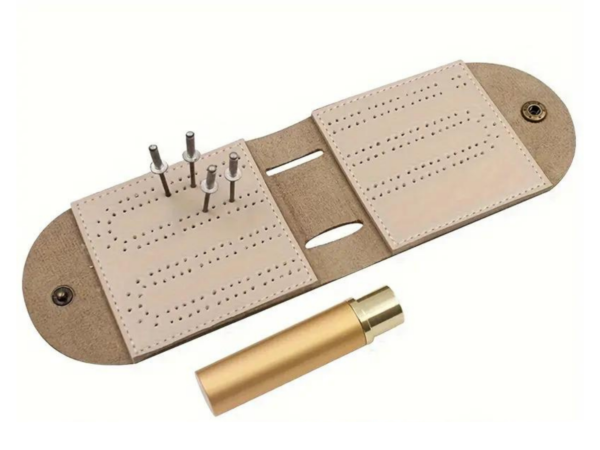 Travel Leather Inner Felted Portable Cribbage Set 10 Inch