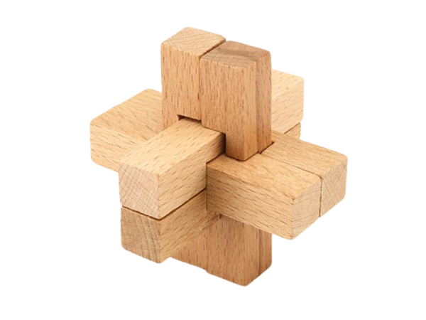 Six Roots Kongming Lock Solid Wood Brain Teaser Puzzle