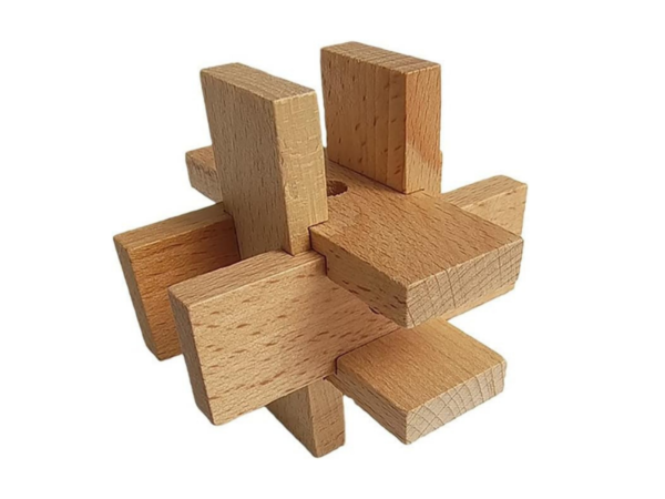 Six Mosaic Kongming Lock Solid Wood Brain Teaser Puzzle