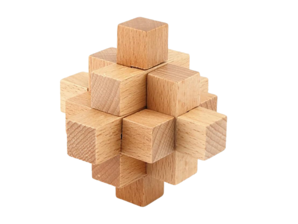 Nine Links Kongming Lock Solid Wood Brain Teaser Puzzle