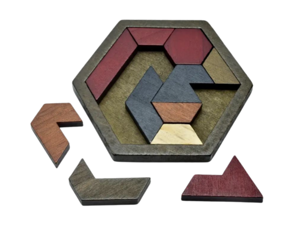 Multi-Coloured Hexagonal Popular Wooden Puzzle Tangram