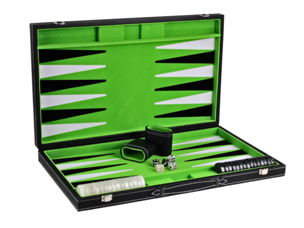 Lime Green Leather Backgammon Set 21 Inch