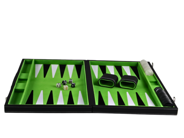 Lime Green Leather Backgammon Set 21 Inch - Image 2