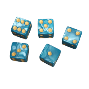 Light Blue 16 mm D6 Dice Roll Playing Dices with Yellow Dots
