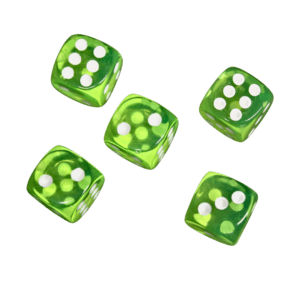 Translucent Green 14 mm D6 Roll Playing Game Dices with White Dots