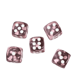 Translucent Light Pink 14 mm D6 Roll Playing Game Dices with White Dots