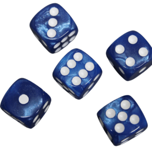 Night Blue Rounded Marble Effect 16 mm D6 Dice Roll Playing Dices with White Dots