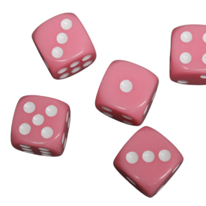 Opaque Light Pink 14 mm D6 Roll Playing Game Dices with White Dots