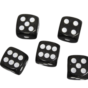 Opaque Black 14 mm D6 Roll Playing Game Dices with White Dots